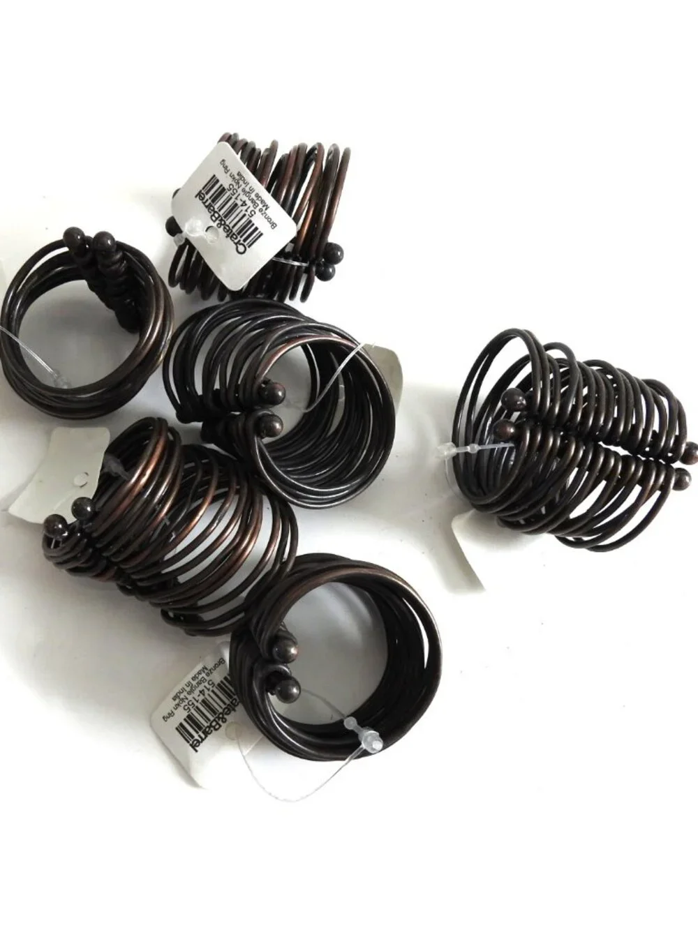 NOS Crate & Barrel Bronze Metal Bangle Napkin Rings India Set of 6